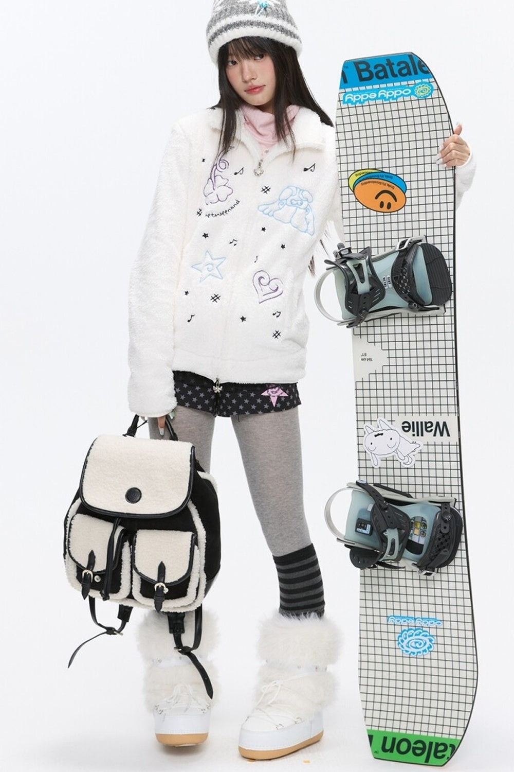 Embroidered Plush Fleece Coat