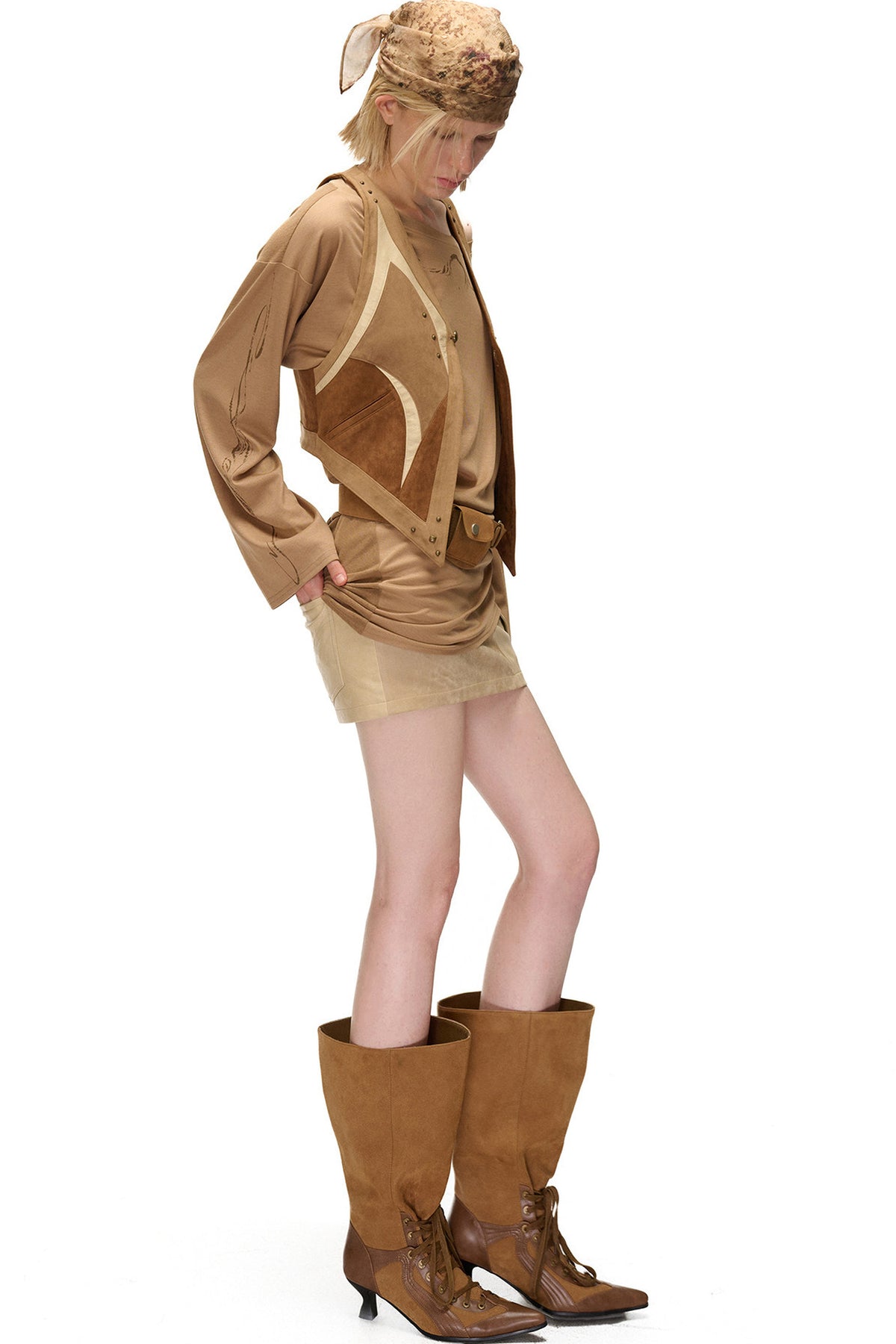 Faux Suede Patchwork Vest