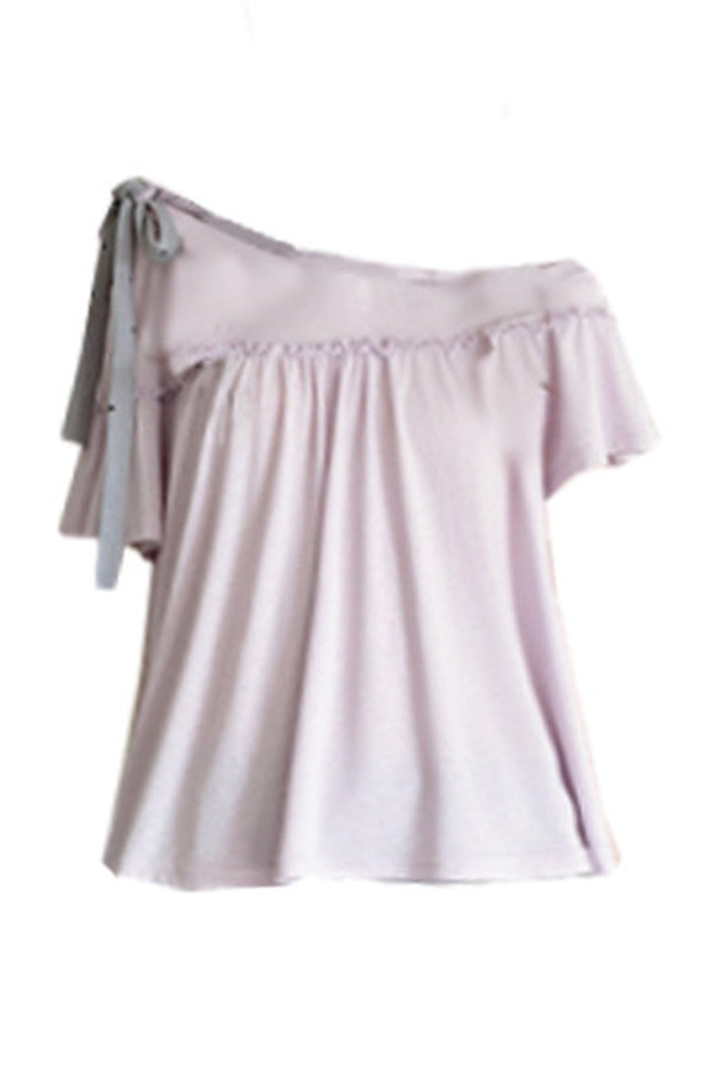 Blusa a spalle scoperte con fiocco al collo e maniche corte