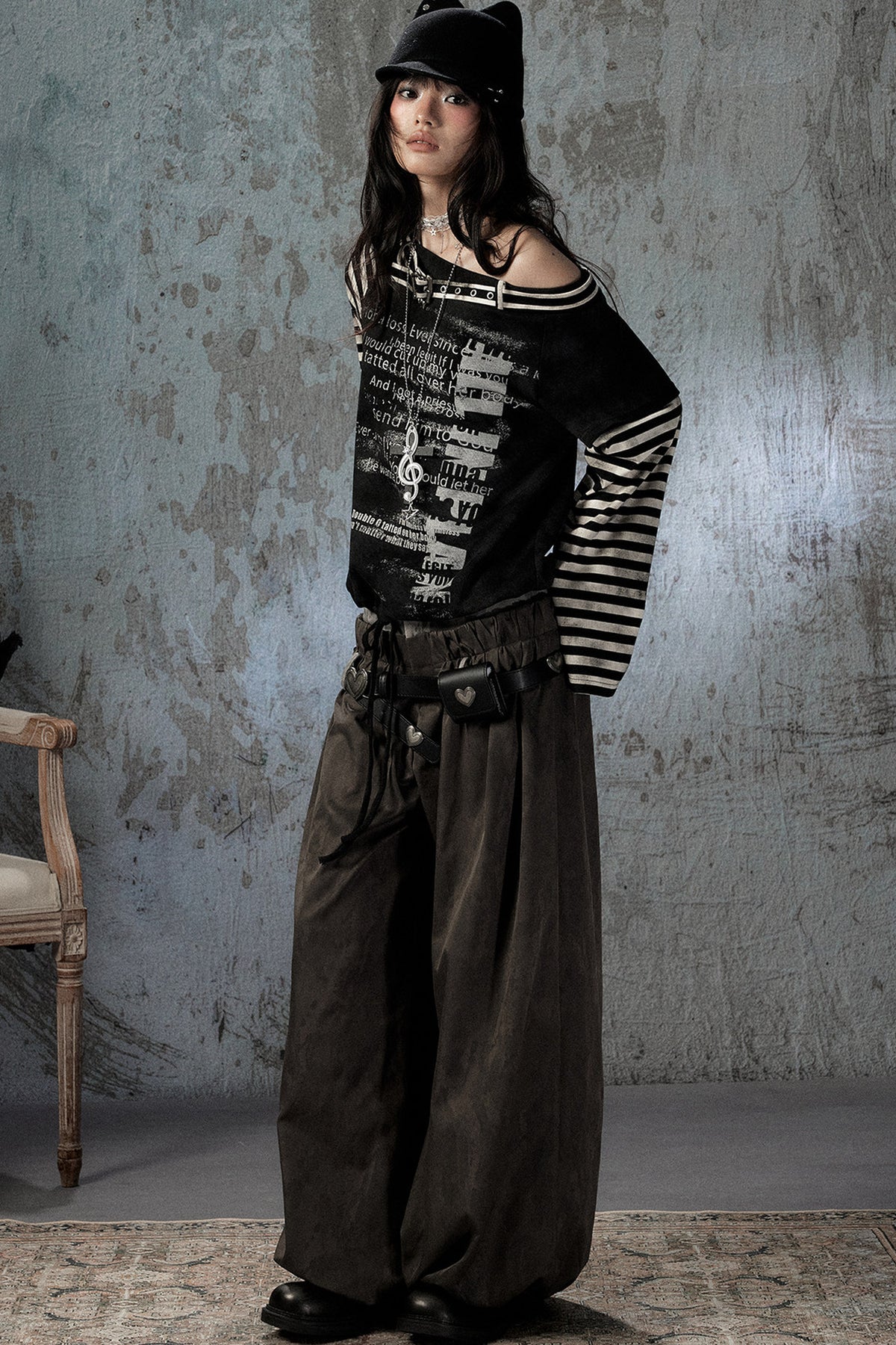 Double-Waist Belted Pants