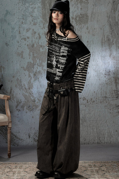 Double-Waist Belted Pants