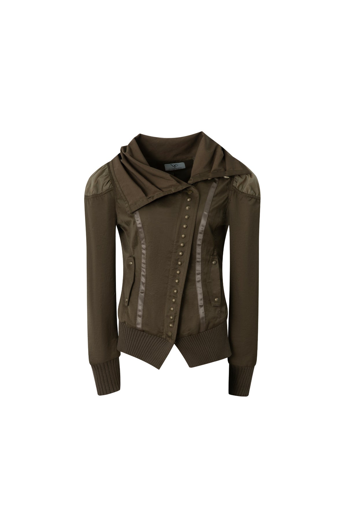 Asymmetrical High-Neck Court-Style Jacket
