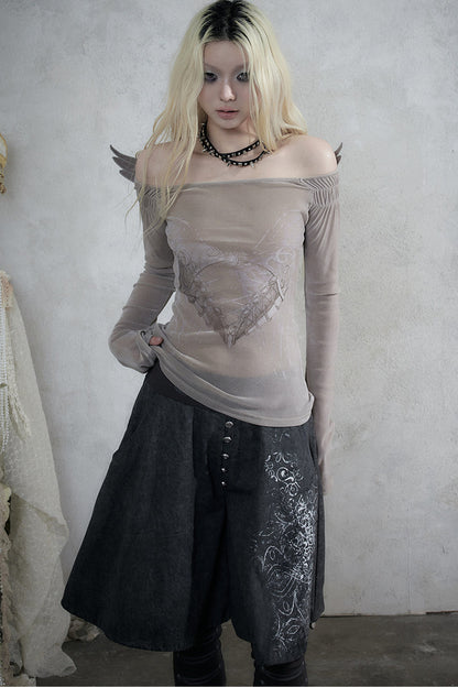 One-Shoulder Backless Velvet Knit Top