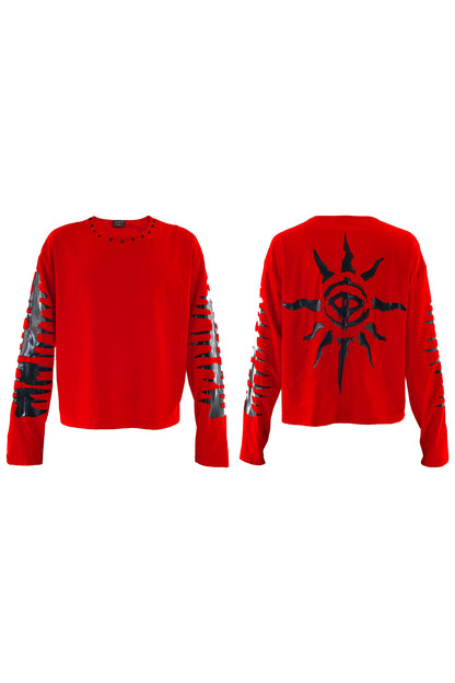 Eye Print Studded Long Sleeve Tee