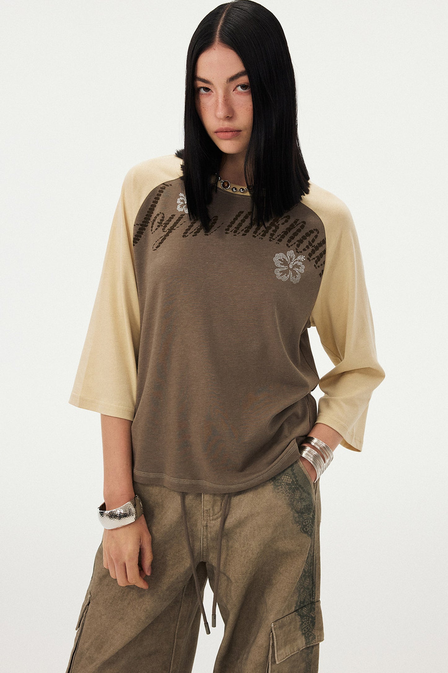 Oversized Slogan Print Raglan T-Shirt