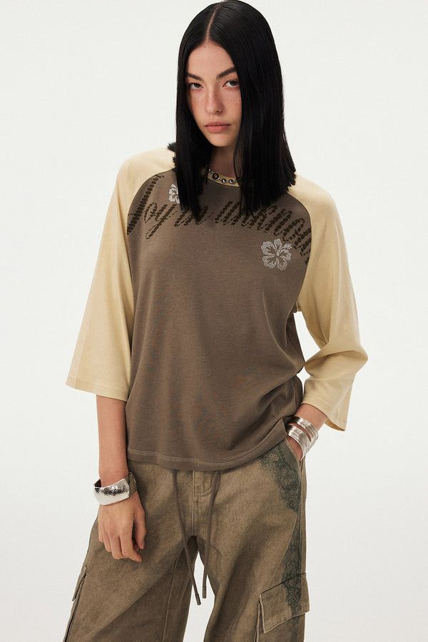 Oversized Slogan Print Raglan T-Shirt