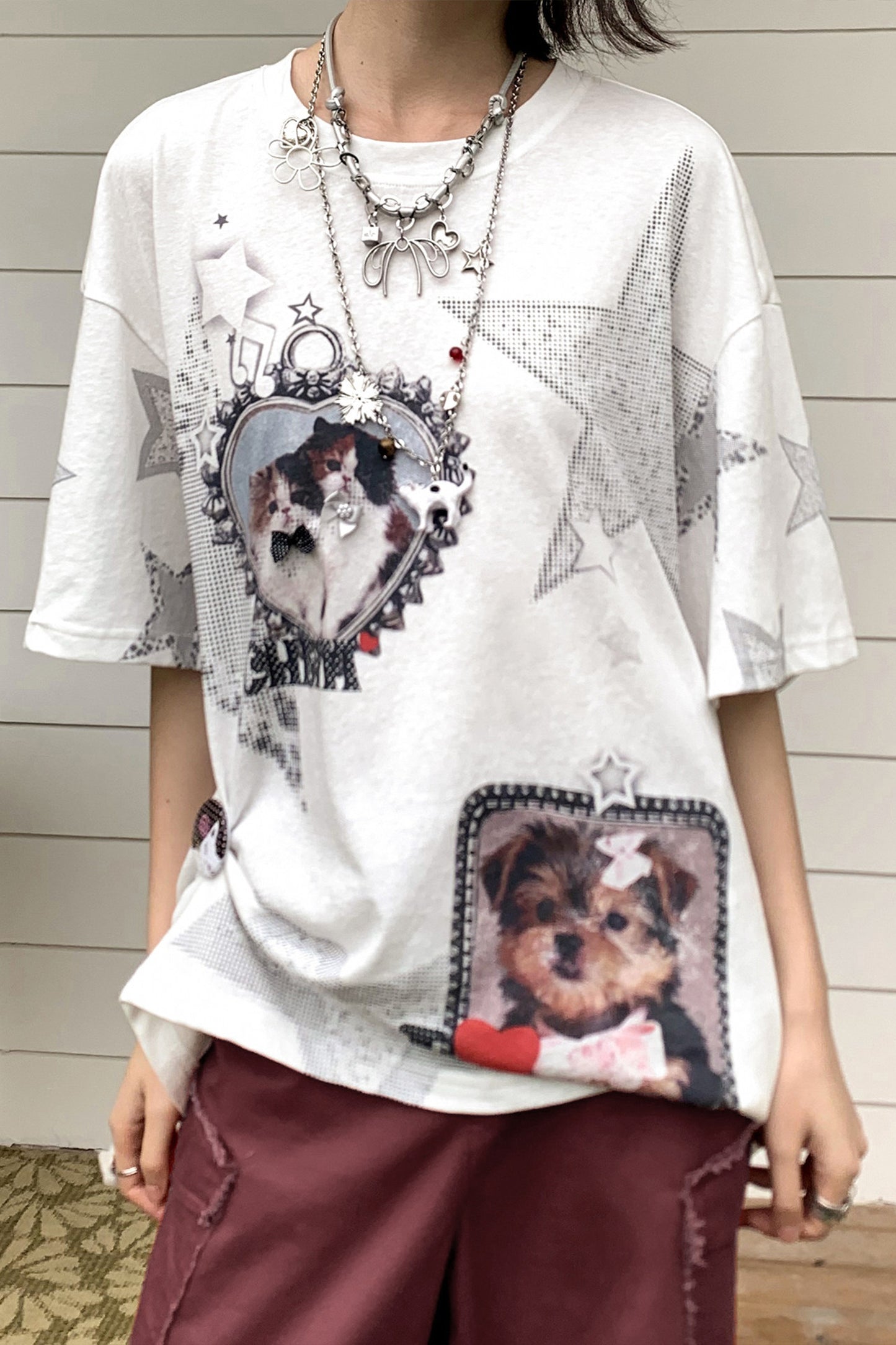 Retro Heart Print Blouse