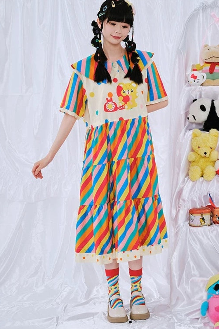 Regenbogen-Tagebuch-Kleid im japanischen Stil
