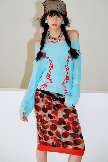Textured Mesh Embroidery Top