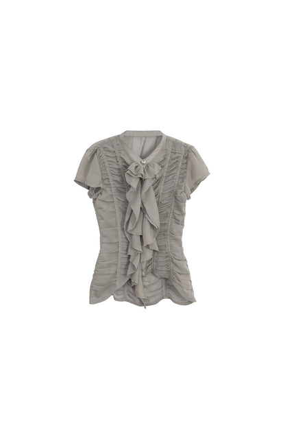 Blusa vittoriana fatta a mano in velo leggero