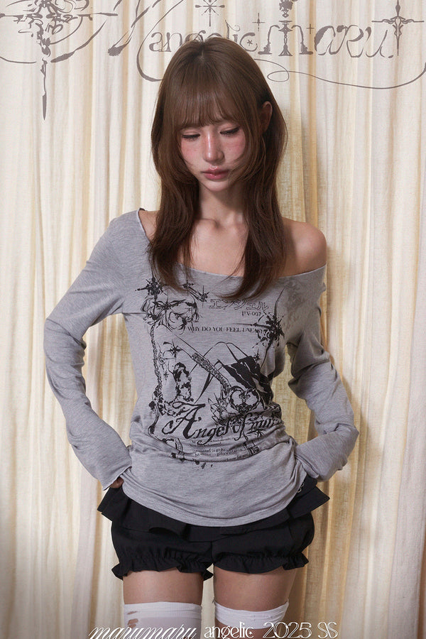 Angel Banquet Broken Angel Print Drop Shoulder T-shirt