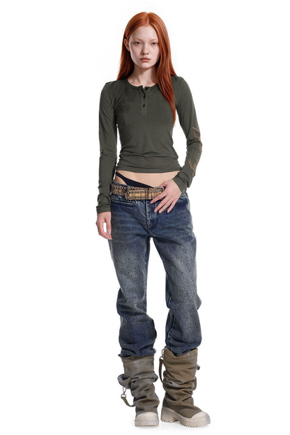Henley Three Button Knit Top