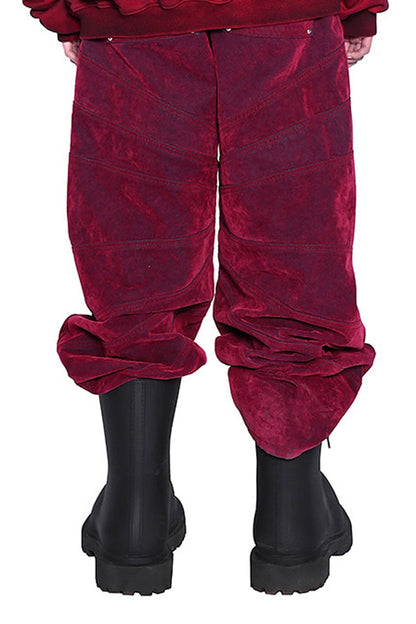 Red Ray Structure Velvet Loose Fit Jeans