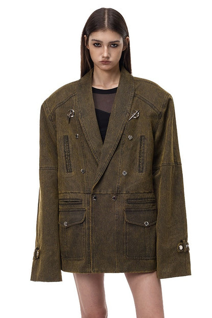 Y2K Oversized Double-Breasted Blazer
