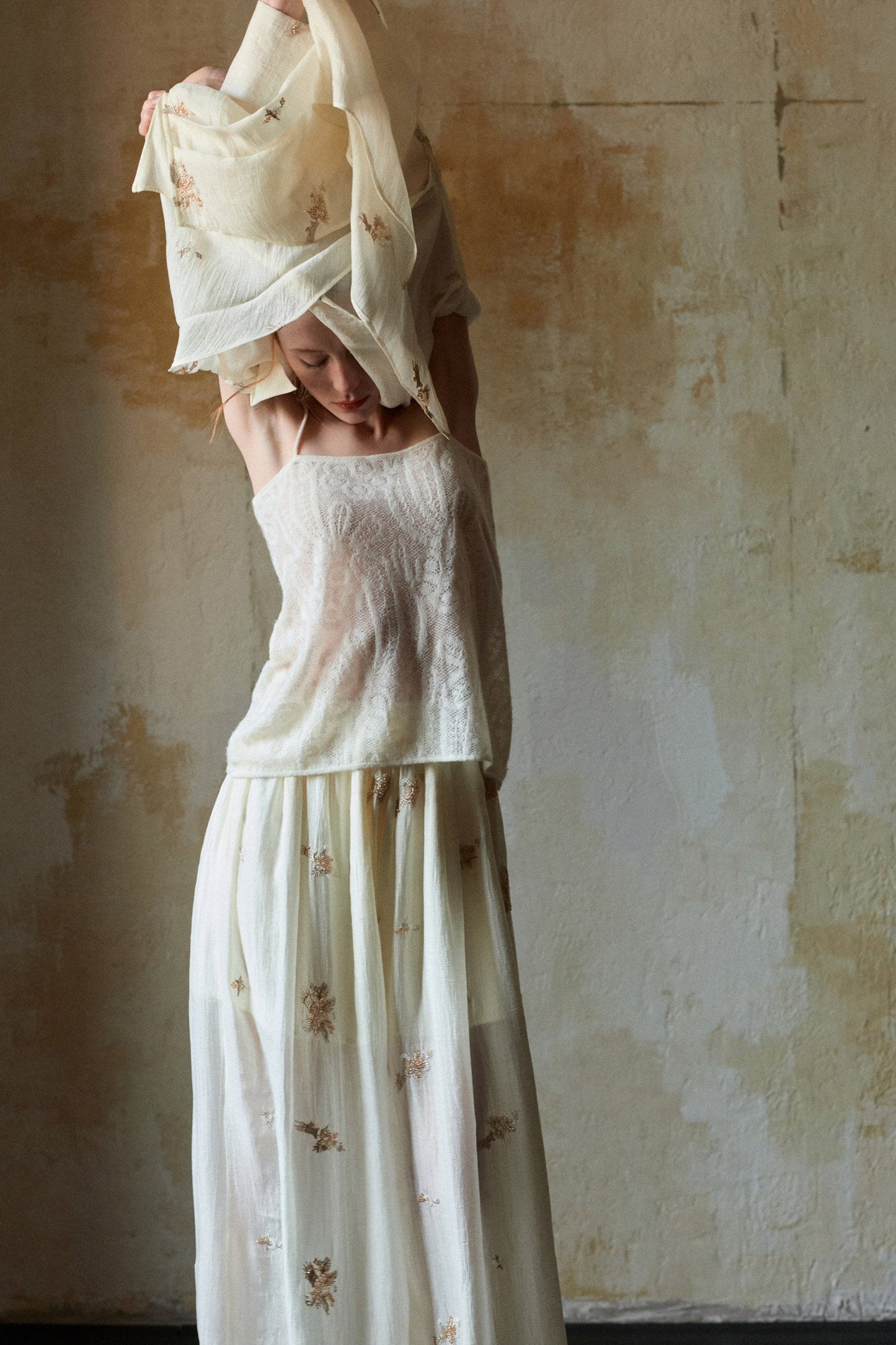 Off-White Wool Jacquard Camisole