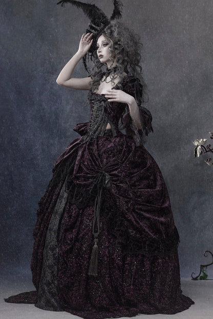 Gothic Dark Purple Bustle Skirt Set-Up