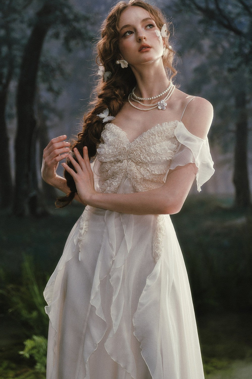 French Pearl Lace Slip Dress