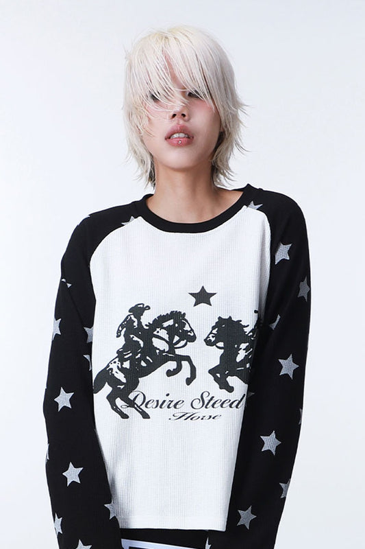 Jousting Print Star Raglan T-Shirt