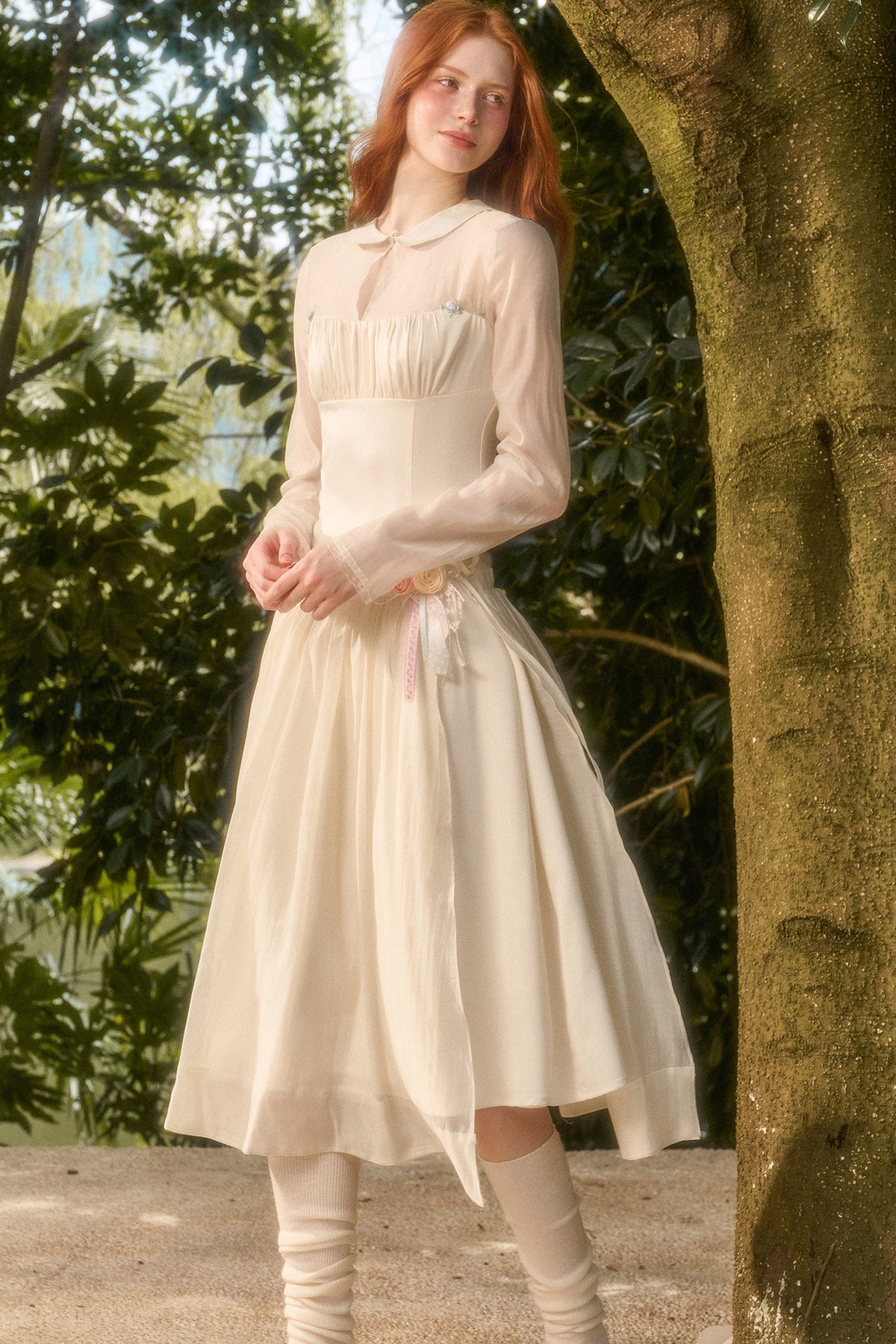 Satin Tencel Lapel Dress Set-Up