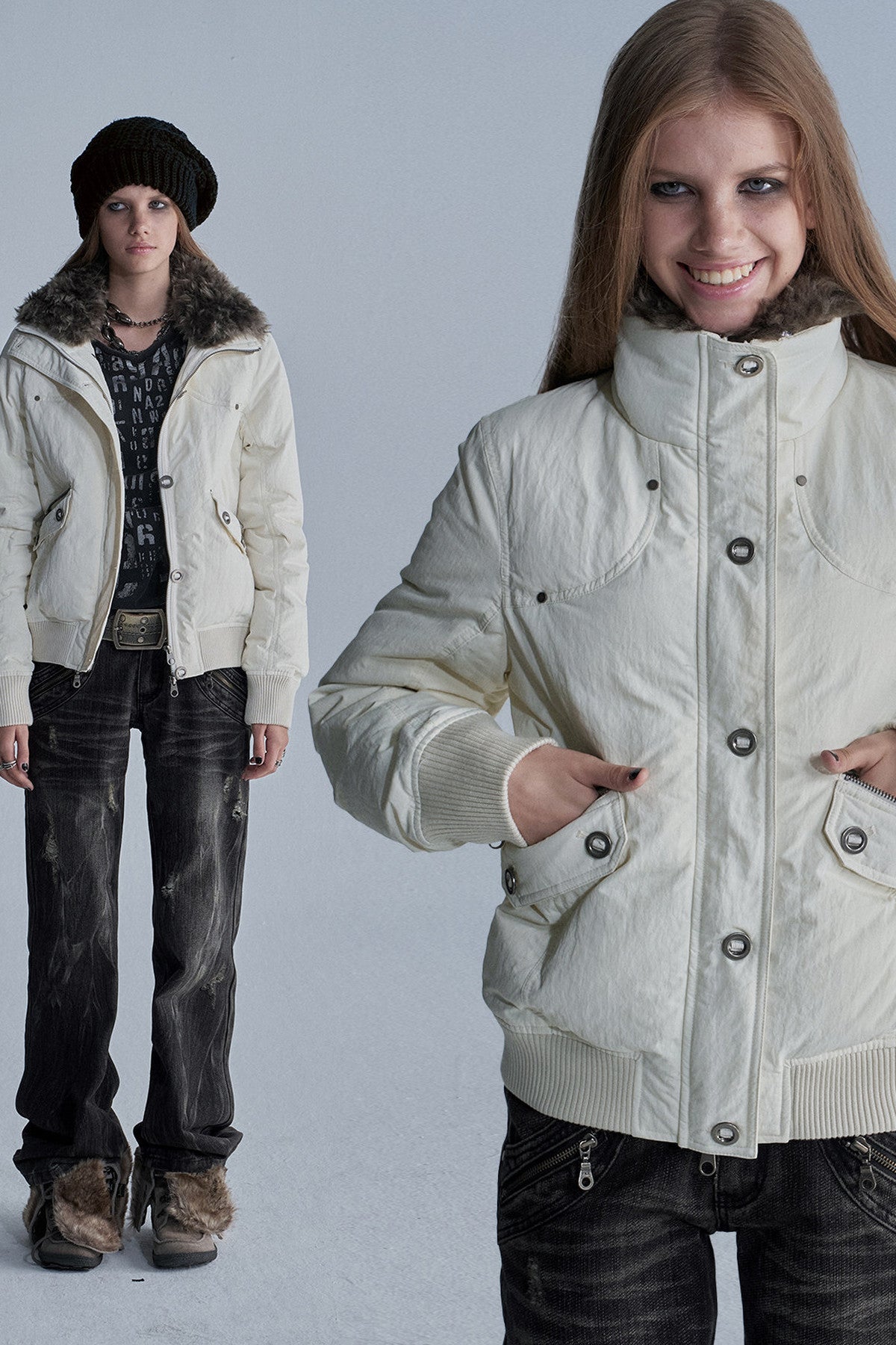 Stand Collar Fur Collar Down Jacket