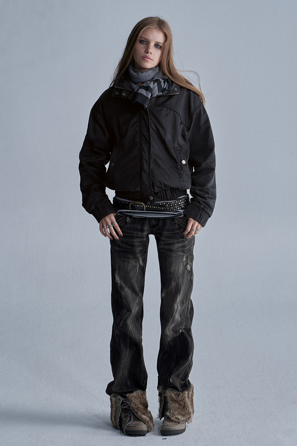 Distressed Low-Rise Denim Jeans
