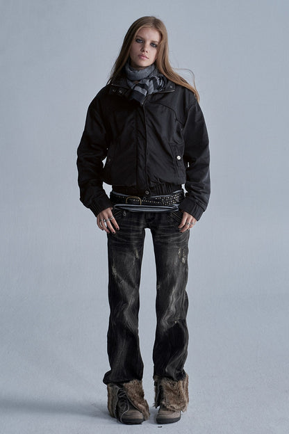 Distressed Low-Rise Denim Jeans