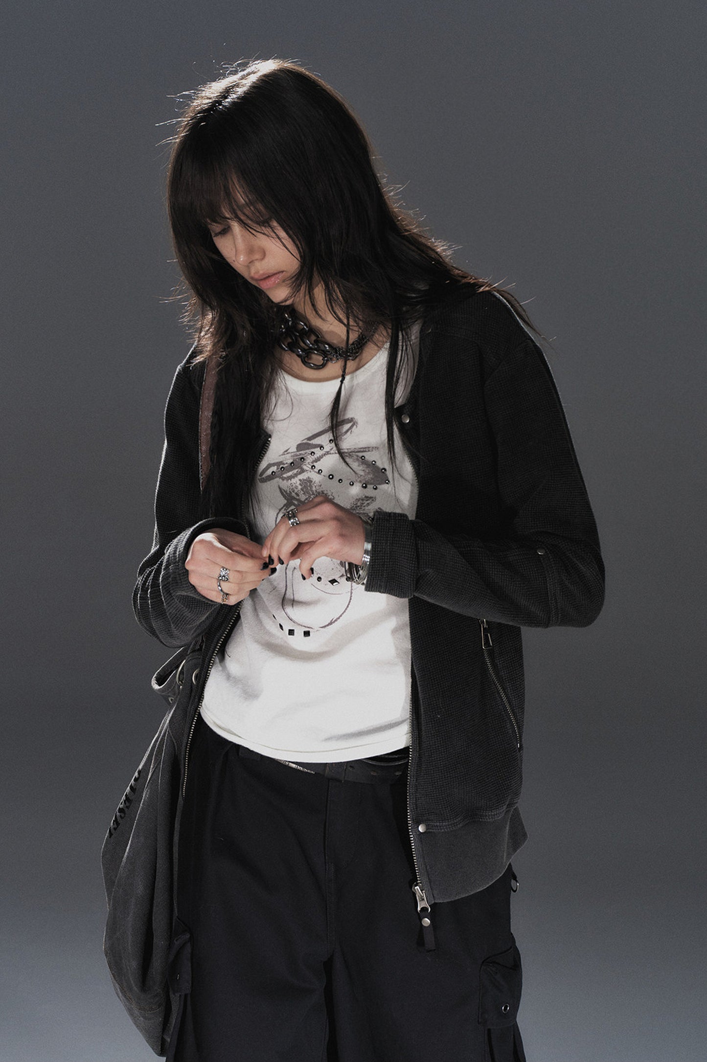 Waffle Distressed Punk Jacket