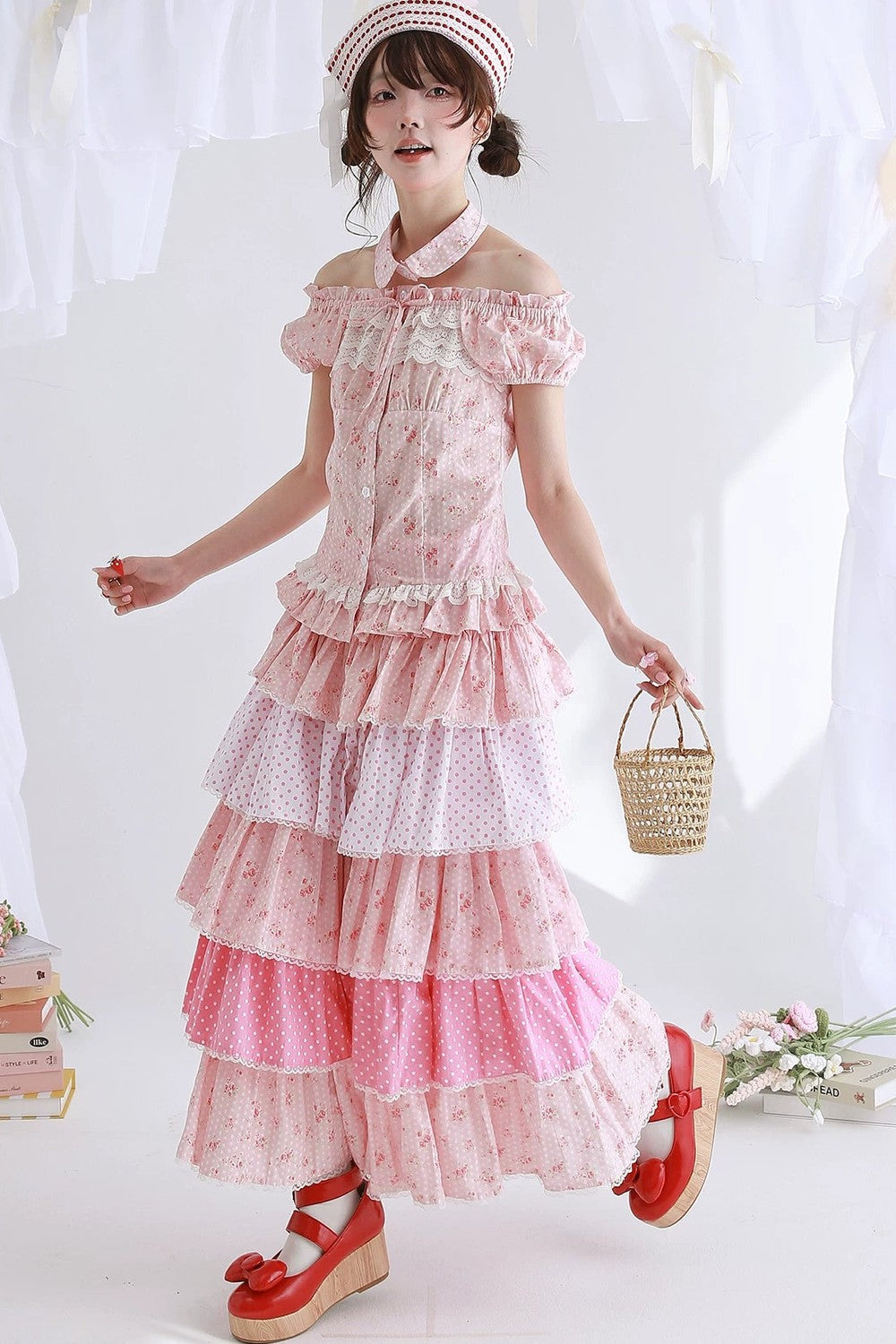 Vintage Pink Polka Dot Skirt Pants