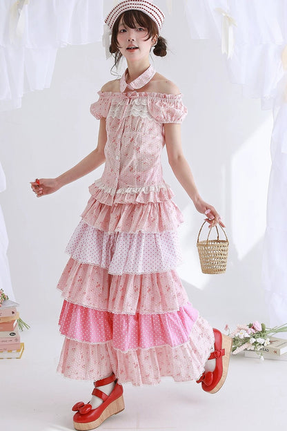 Vintage Pink Polka Dot Skirt Pants