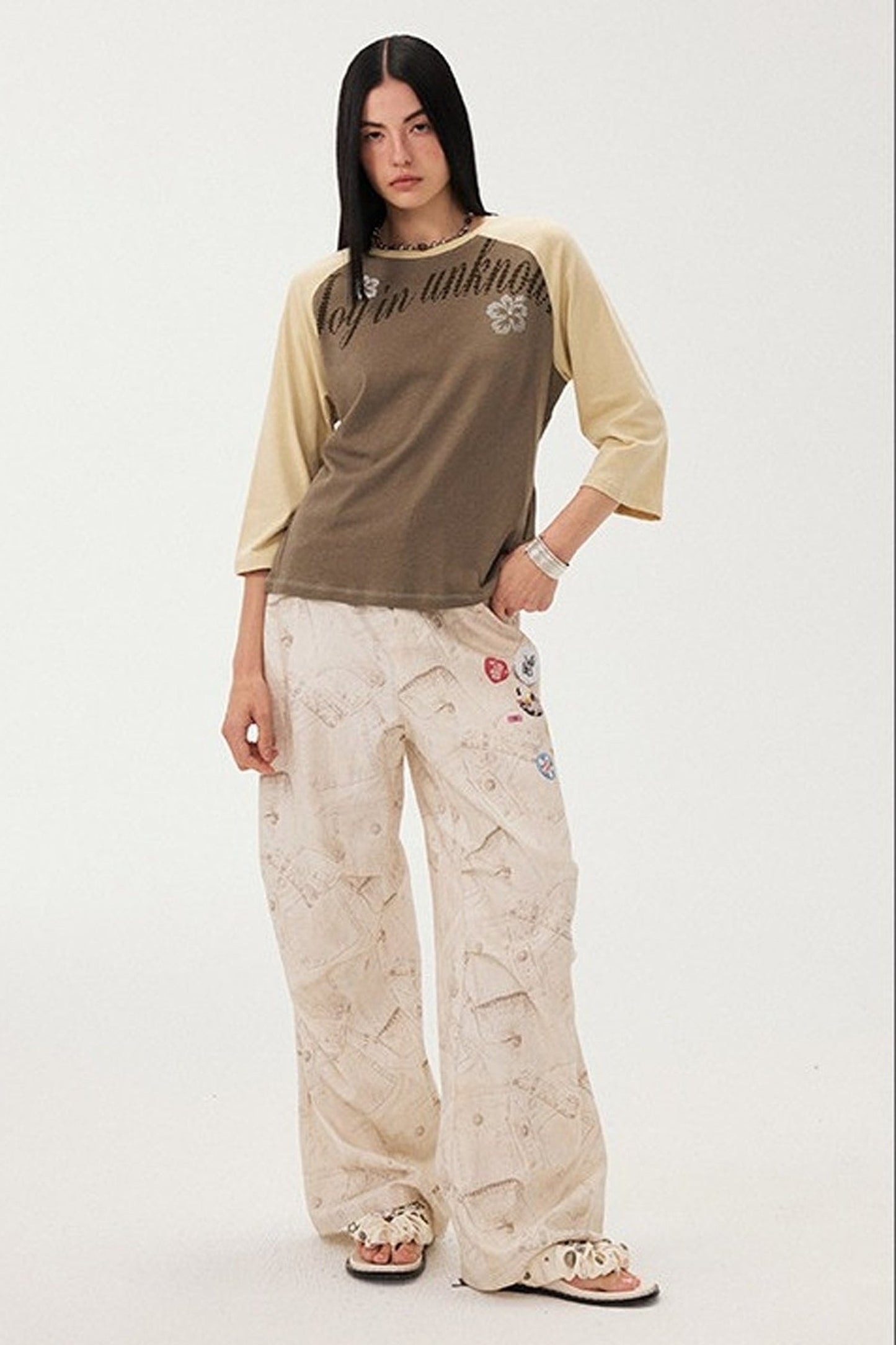 Oversized Slogan Print Raglan T-Shirt