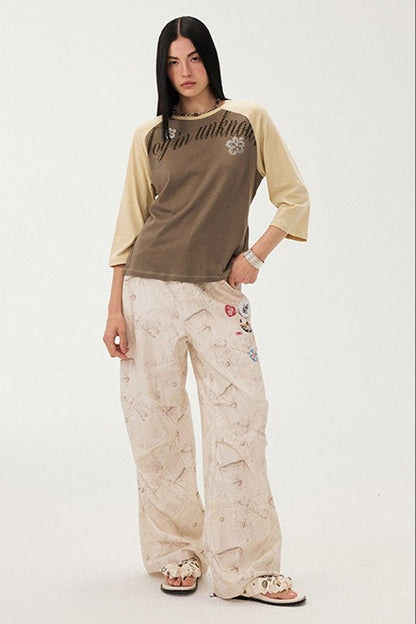 Oversized Slogan Print Raglan T-Shirt