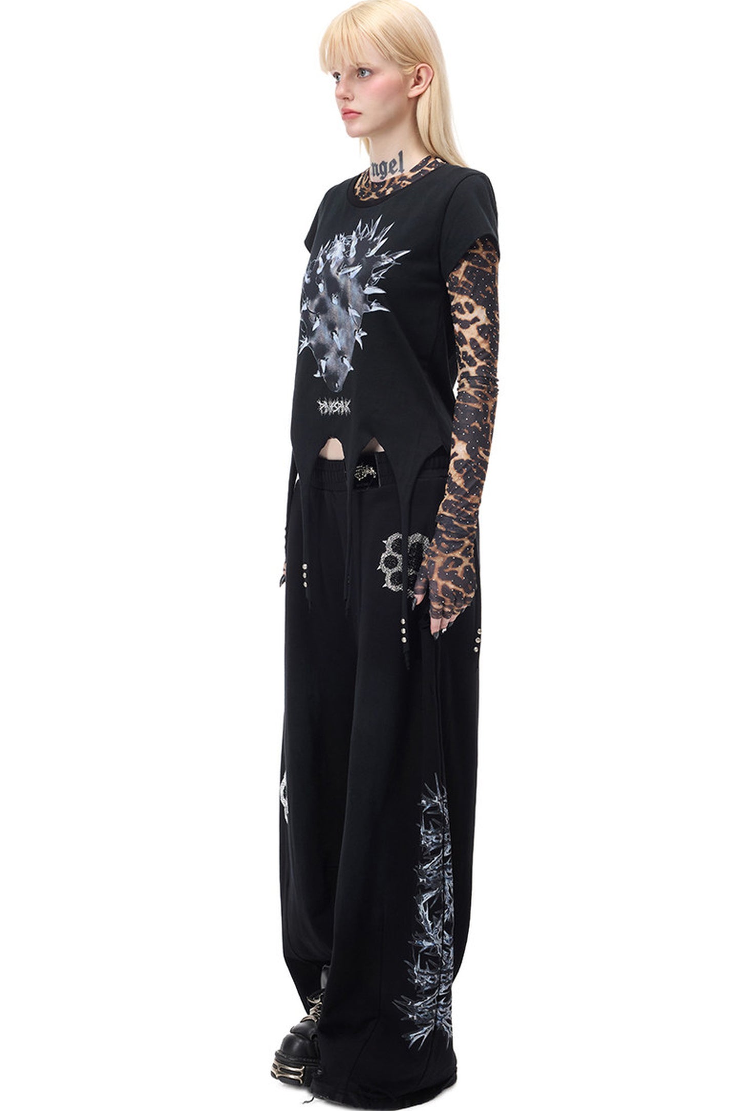 Leopard Rhinestone Embroidered Top