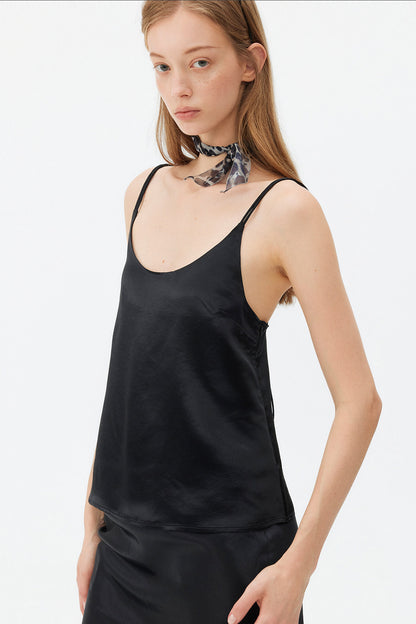 Thin Strap Satin Camisole and Mermaid Skirt Set-Up