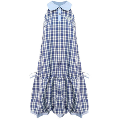 Blue Plaid Doll Collar Dress