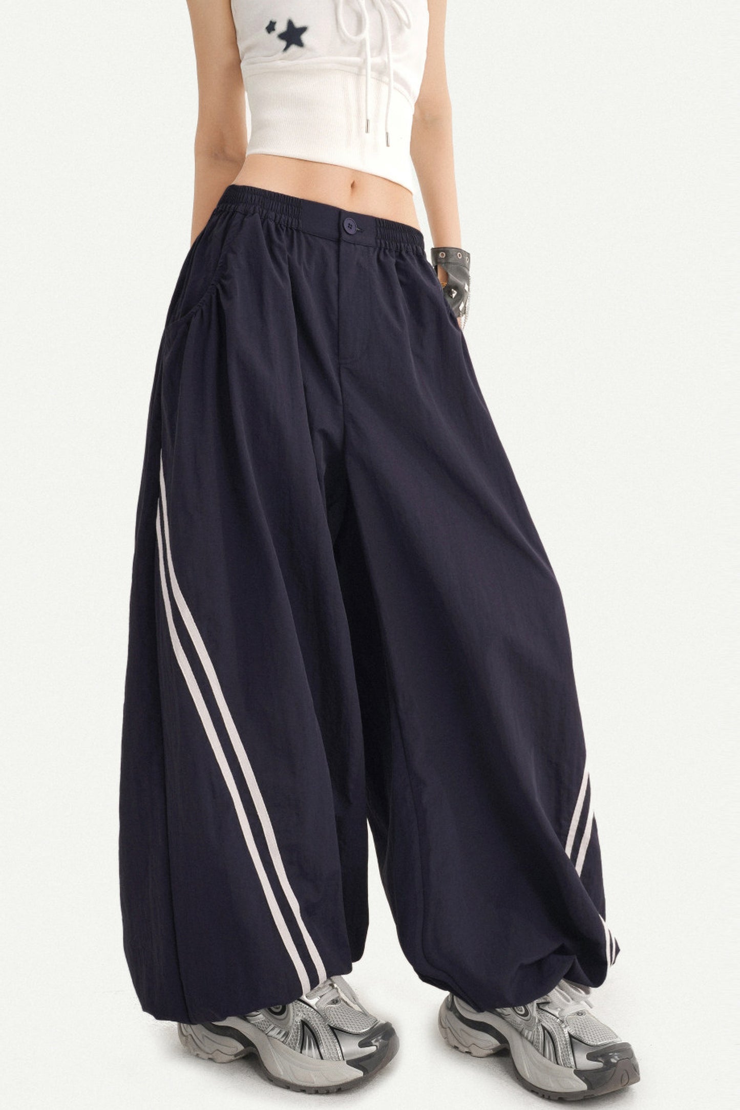 Navy Blue Wide-Leg Pants