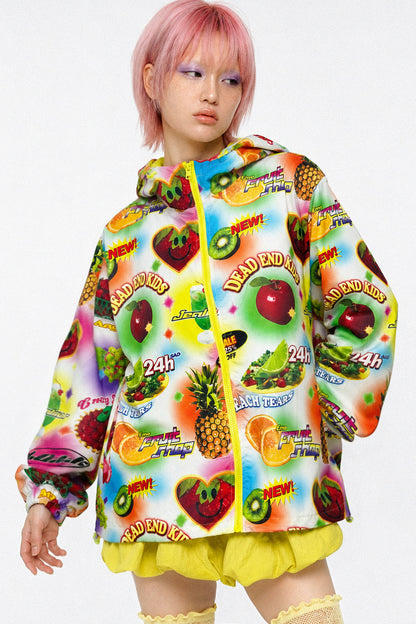 Teflon coupe-vent à capuche imprimé fruits