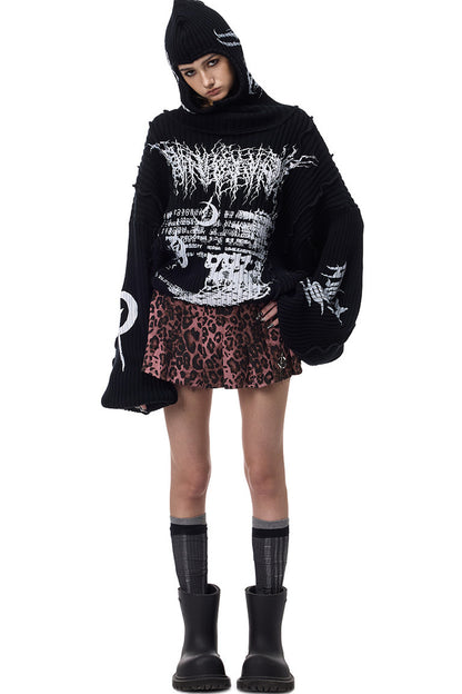 Y2K Patchwork Hooded Knit Hoodie