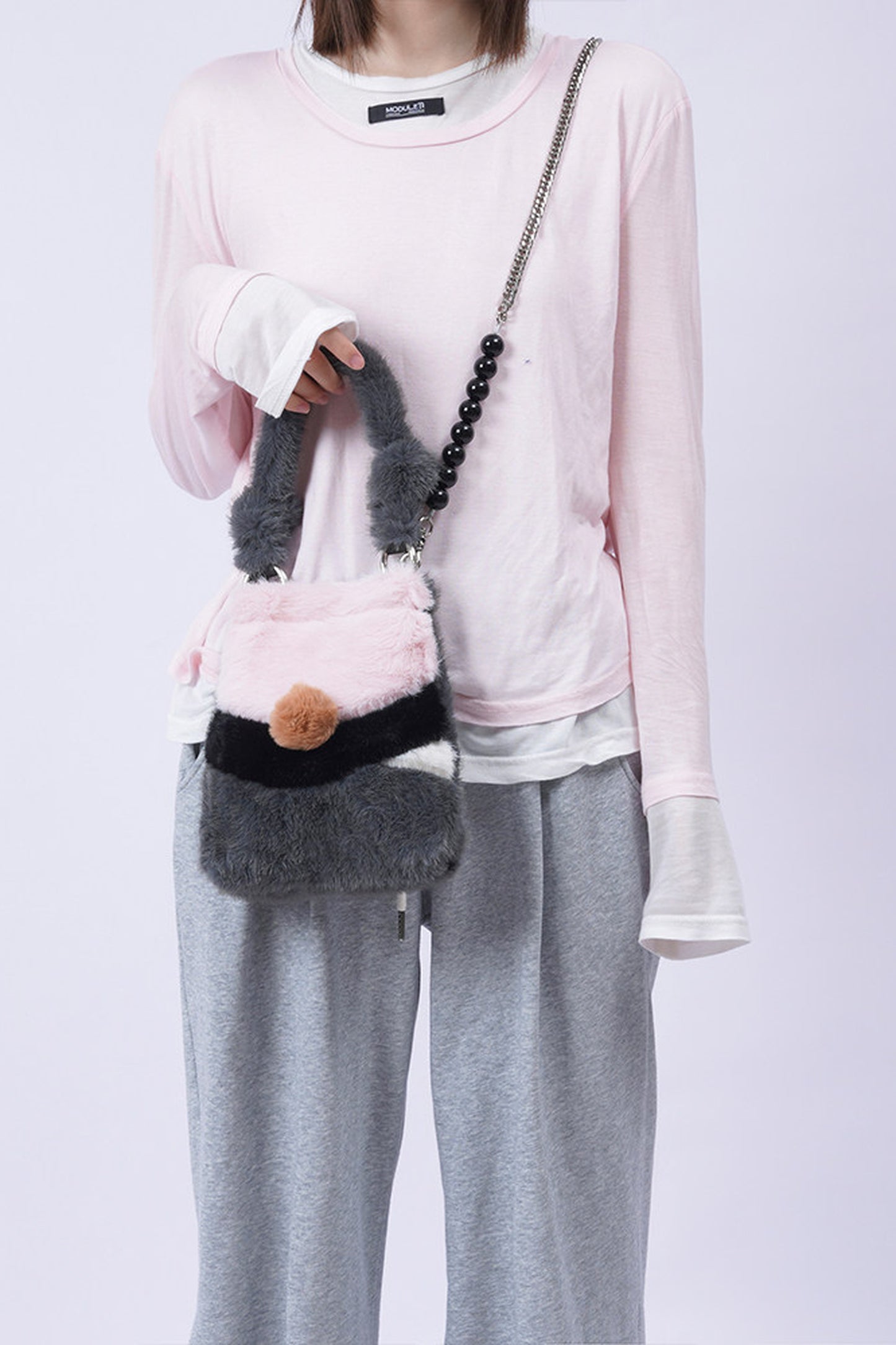 Wild Furry Color-Block Bag
