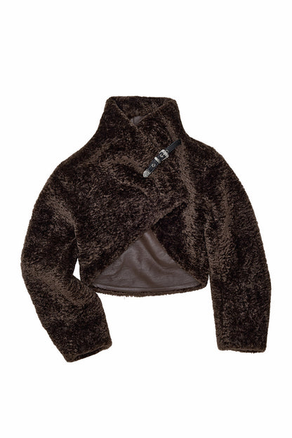 Belted Long Sleeve Leopard Fur Coat