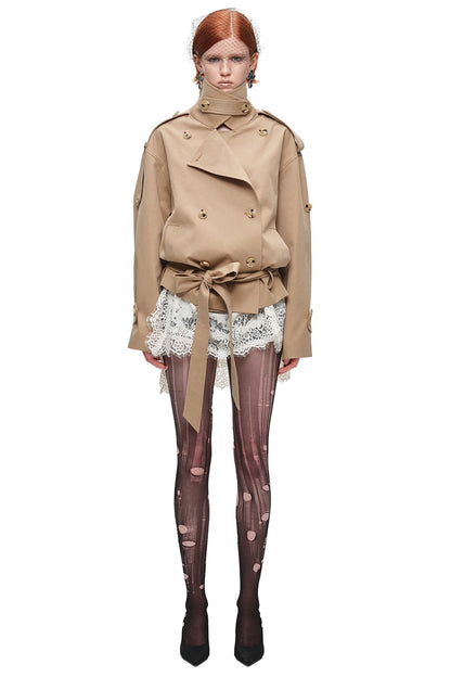 Double-Breasted Tie-Waist Trench Coat