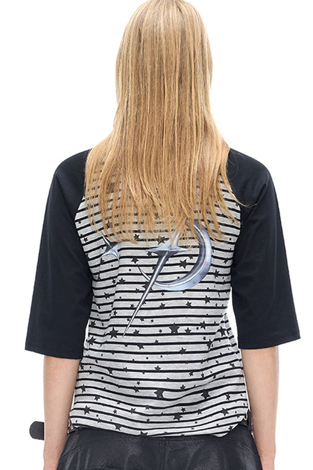 Electric Moon Rivet Striped Raglan T-shirt