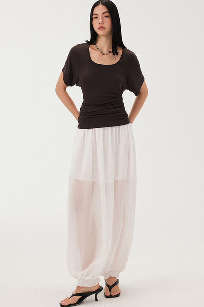 Diddimodau Ruched Waist Knit Blouse