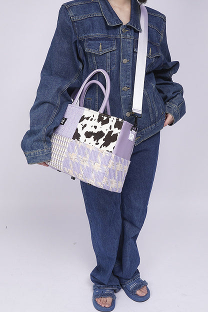 Y2K Leather Contrast Tote Bag