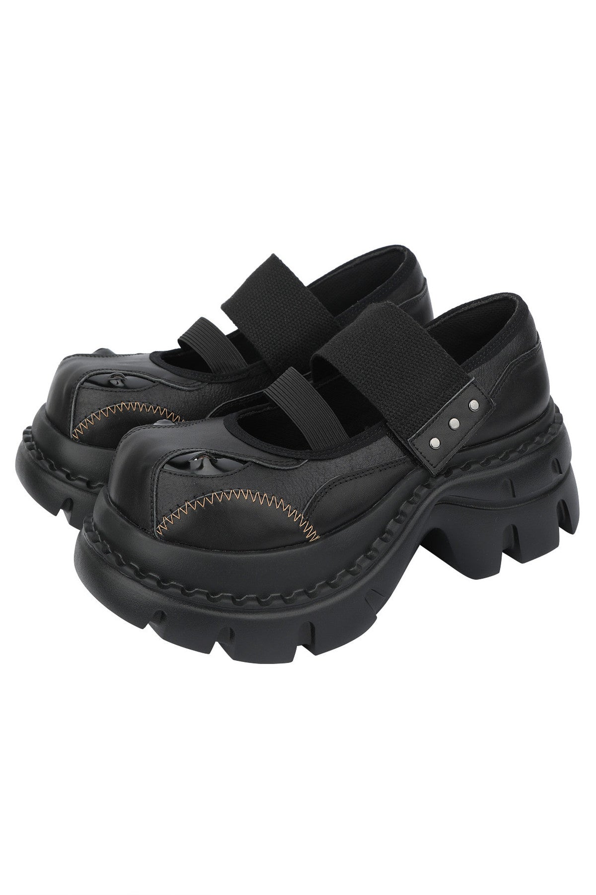 Dark Design Platform Height-Increasing Mary Jane Shoes