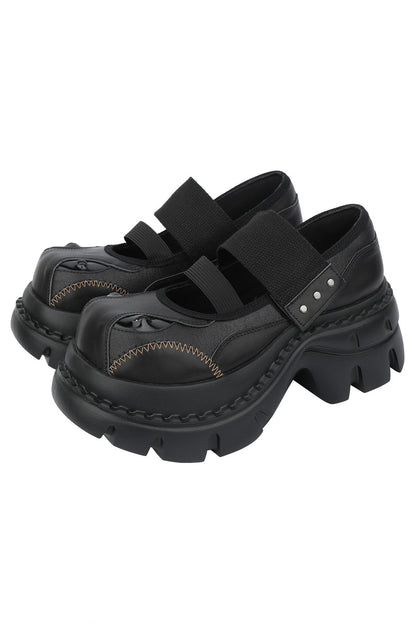 Dark Design Platform Height-Increasing Mary Jane Shoes