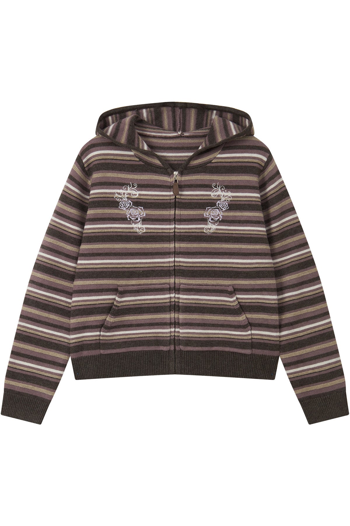 Striped Hooded Short Cardigan