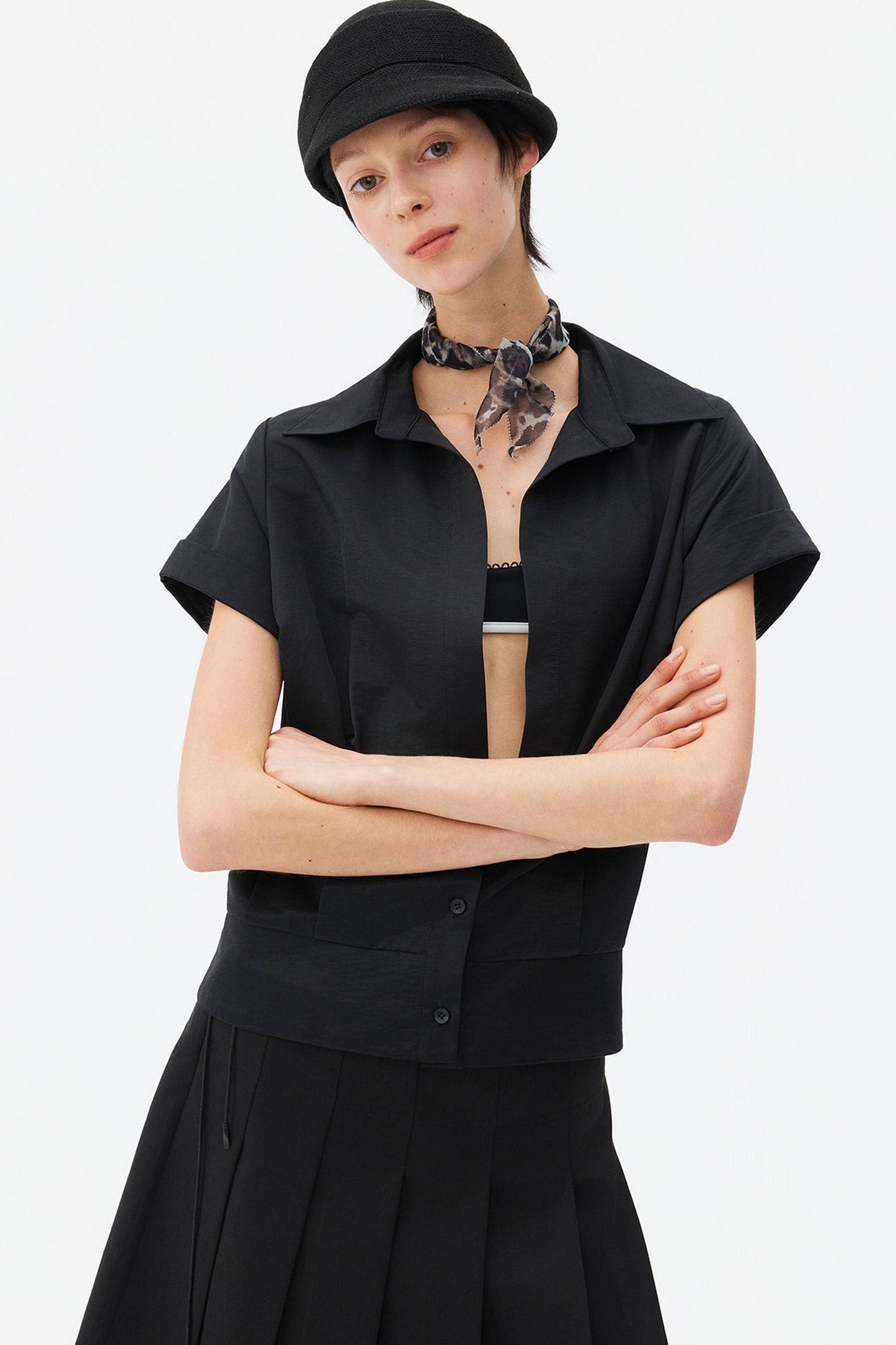 Satin-Like Lyocell Short-Sleeve Shirt