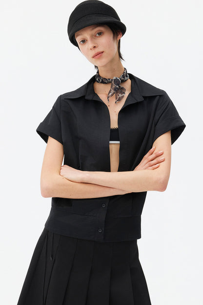 Satin-Like Lyocell Short-Sleeve Shirt
