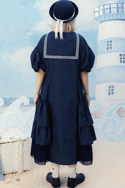 3D Sofa Embroidered Denim Dress