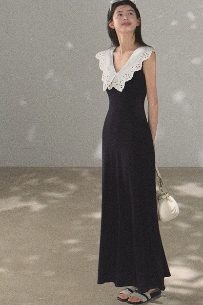 Robe en coton sans manches dos nu à ombre d’arbre